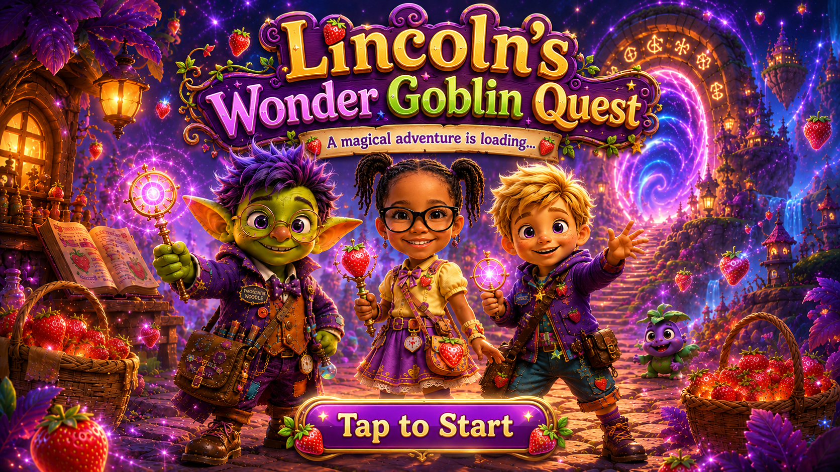 Lincoln's Wonder Goblin Quest tap to start screen